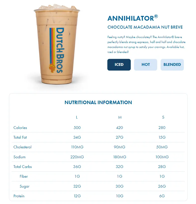 Dutch Bros Menu